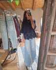 MAGLIA OVERSIZE CON DETTAGLIO INSERTI IN PIZZO