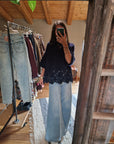 MAGLIA OVERSIZE CON DETTAGLIO INSERTI IN PIZZO