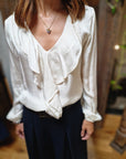 BLUSA CON ROUCHES