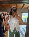 GILET IN COTONE RICAMATO CON LACCETTI