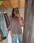MAGLIA OVERSIZE CON DETTAGLIO INSERTI IN PIZZO