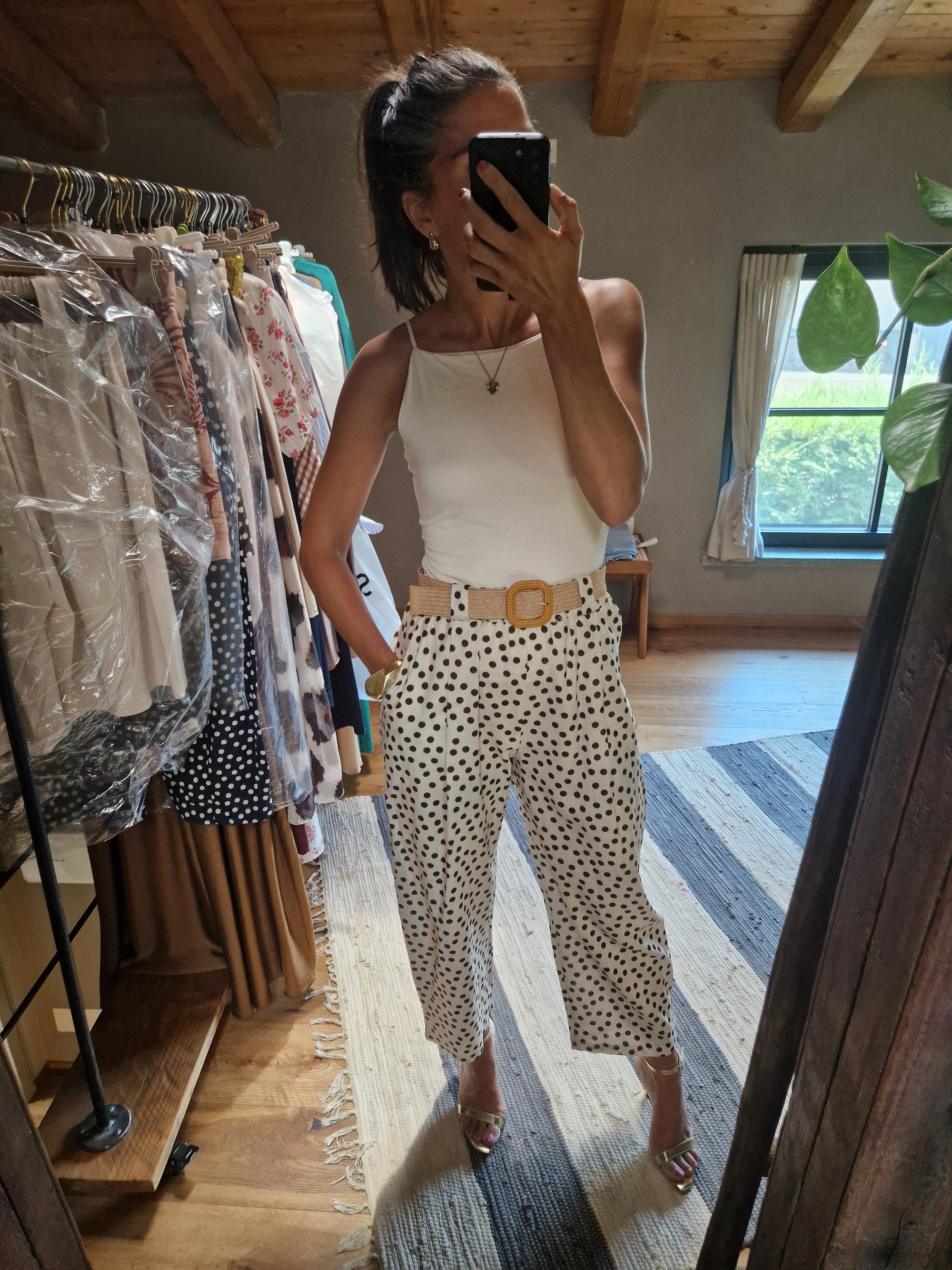 PANTALONI A POIS CON CINTURA