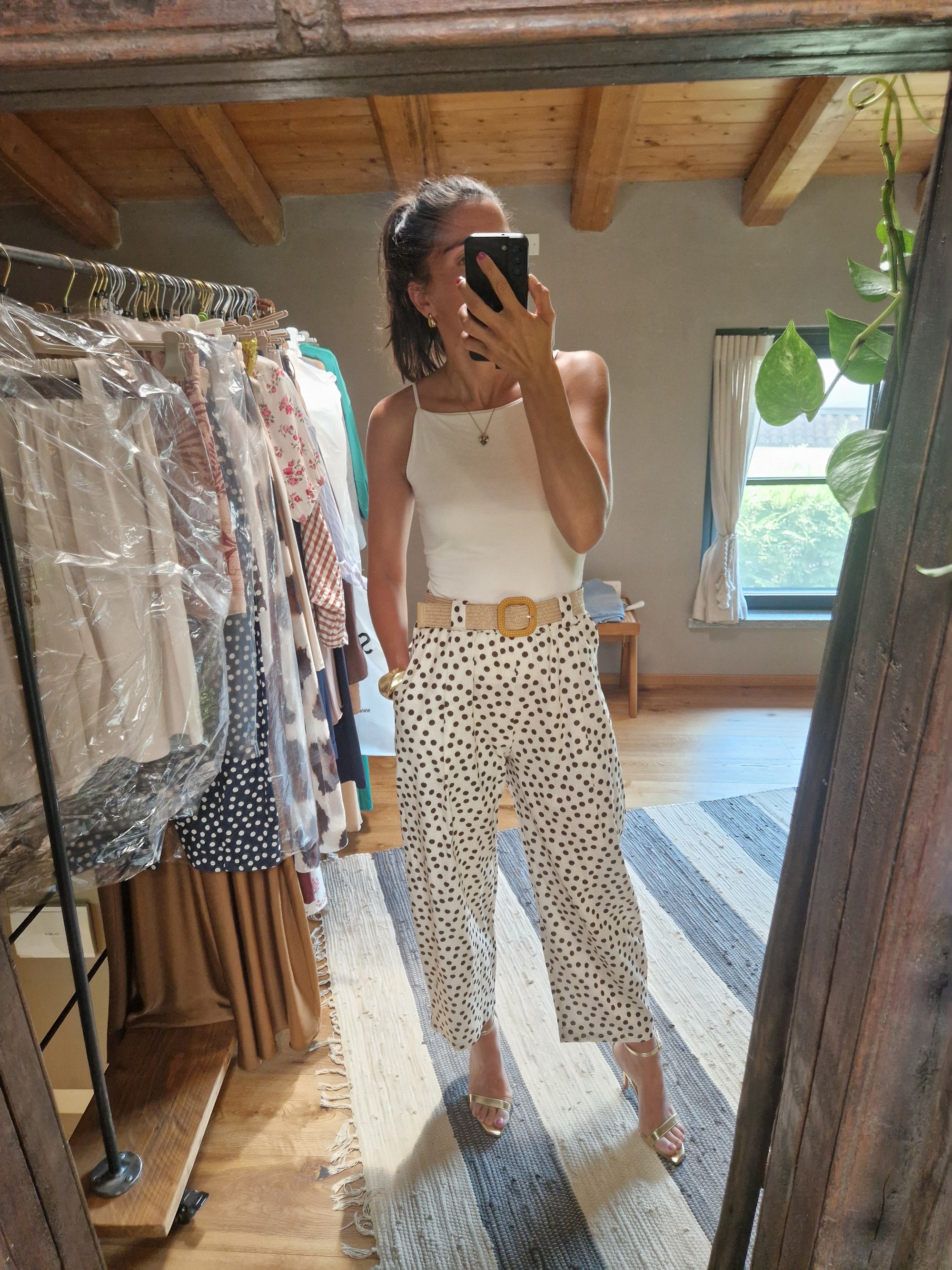 PANTALONI A POIS CON CINTURA