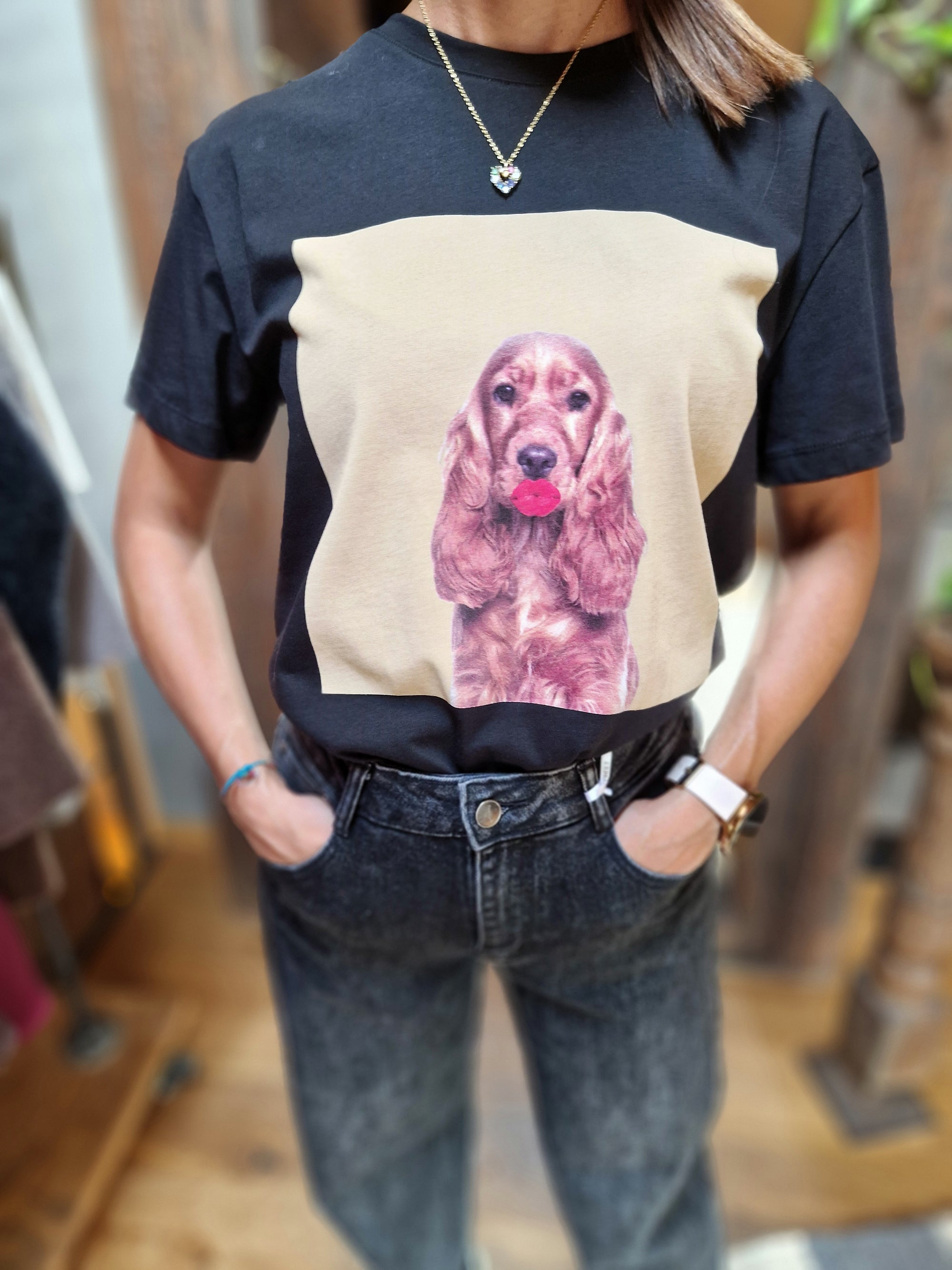 T-SHIRT STAMPA &quot;BACIO COCKER&quot;