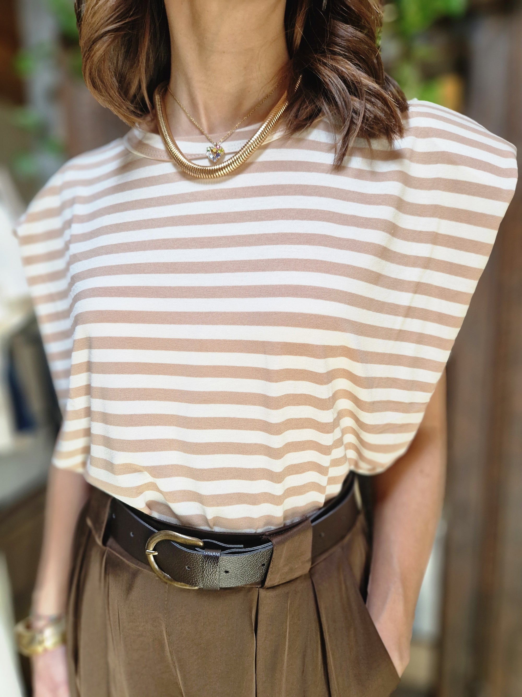 T-SHIRT SPALLINE A RIGHE