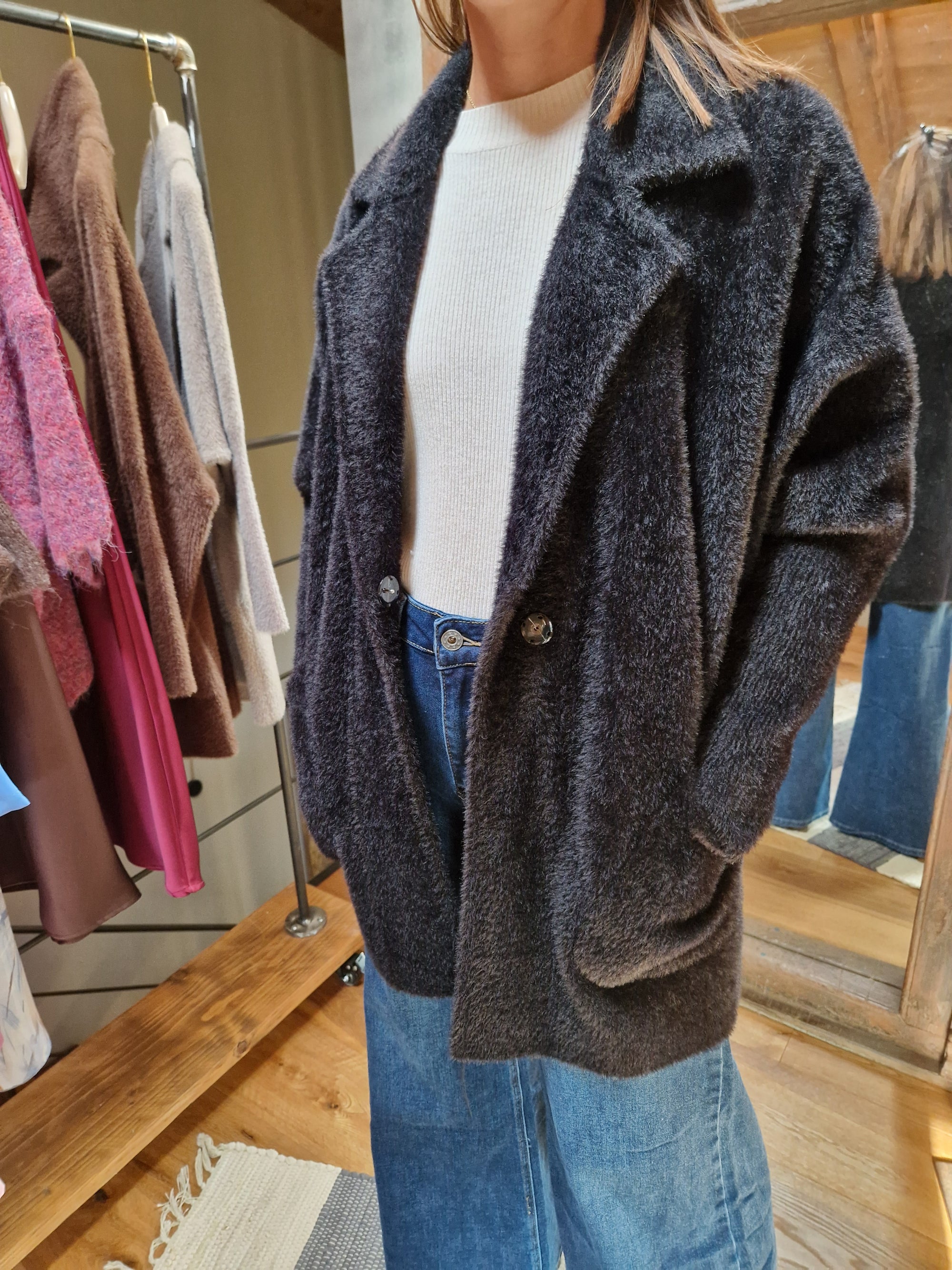 CARDIGAN EFFETTO PELLICCIA