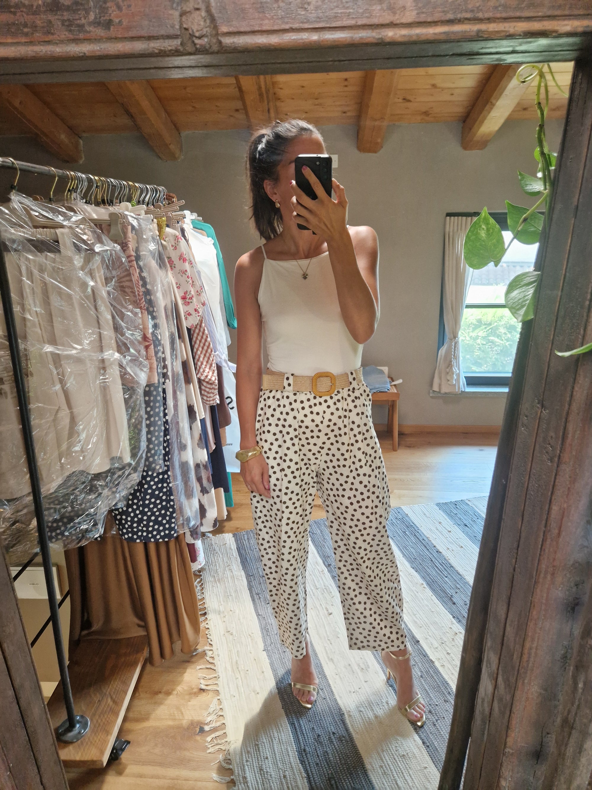 PANTALONI A POIS CON CINTURA