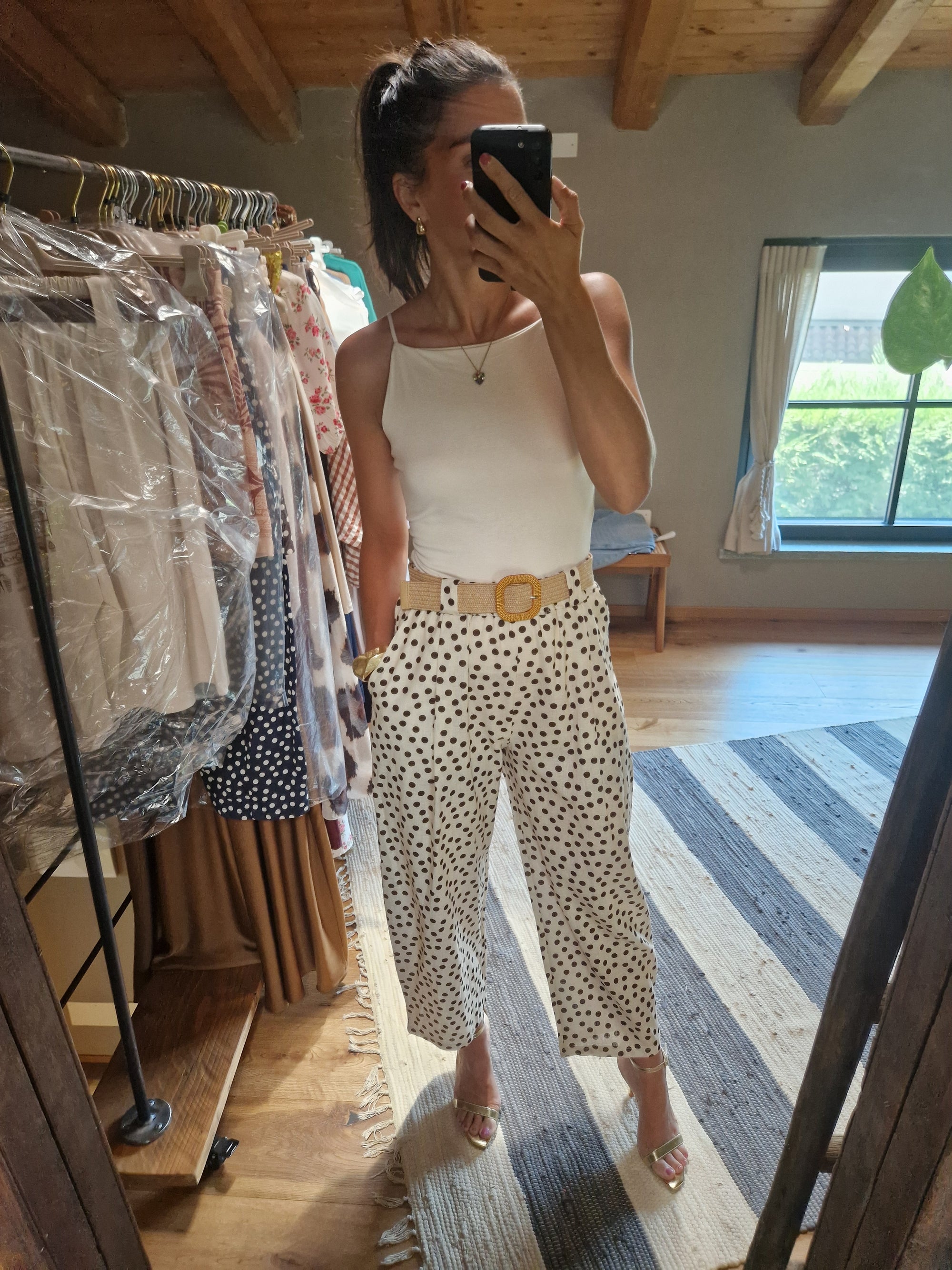 PANTALONI A POIS CON CINTURA