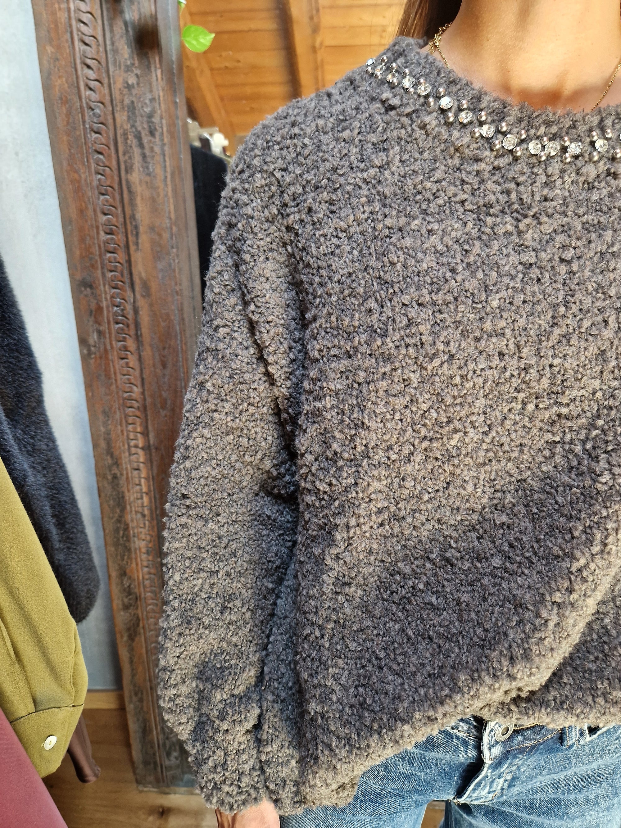 MAGLIONE BOUCLE&#39; STRASS