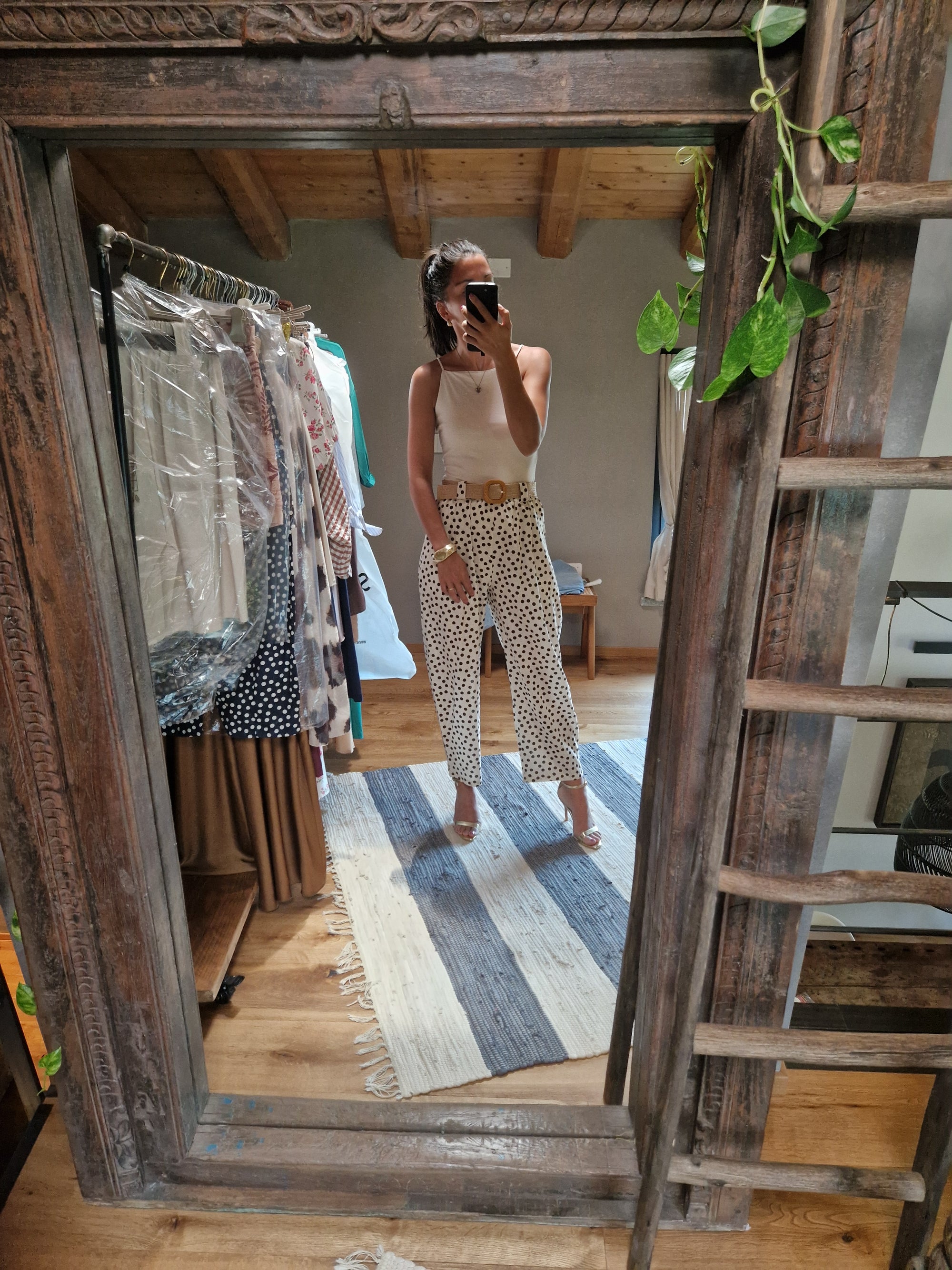 PANTALONI A POIS CON CINTURA