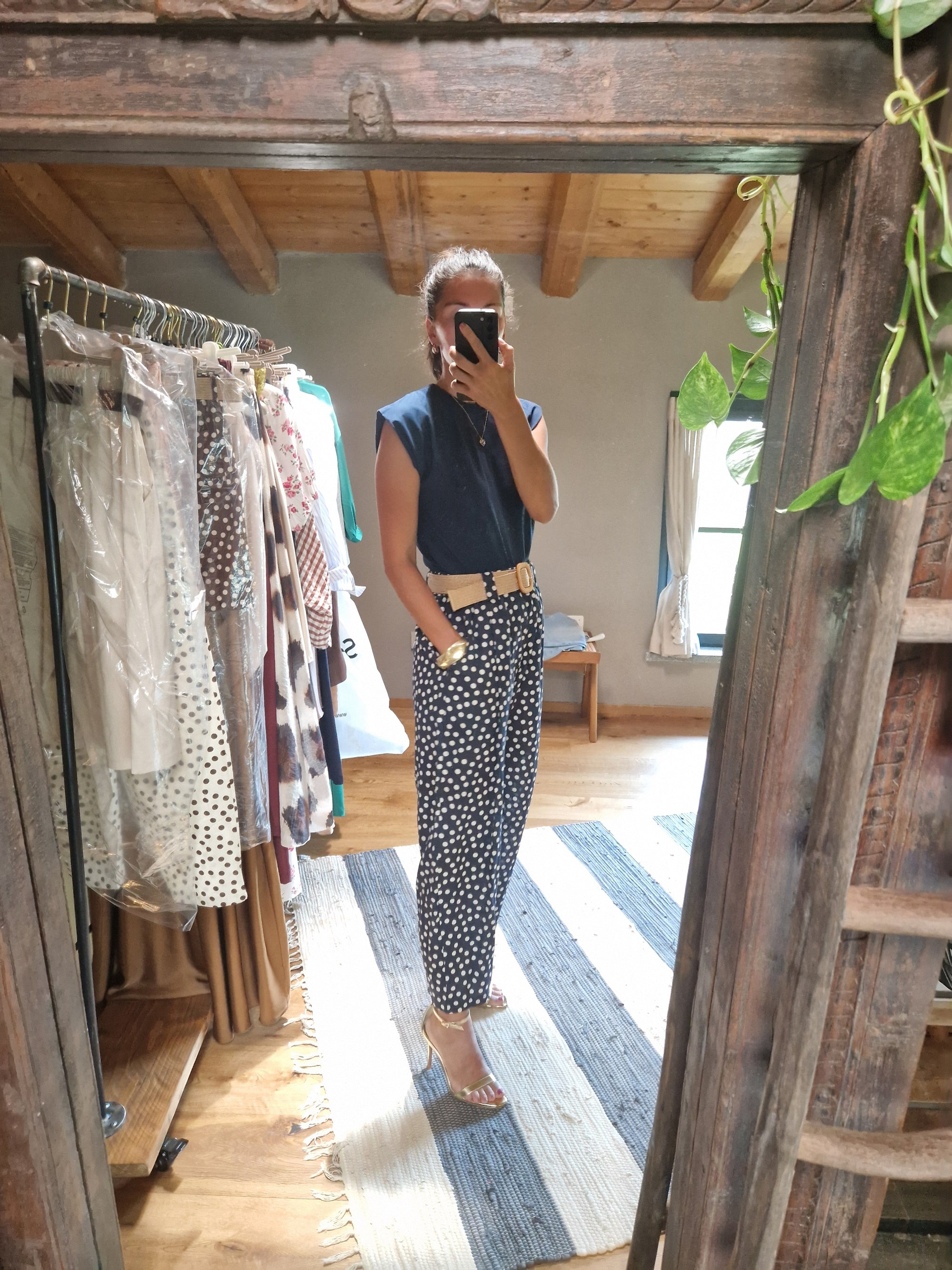 PANTALONI A POIS CON CINTURA
