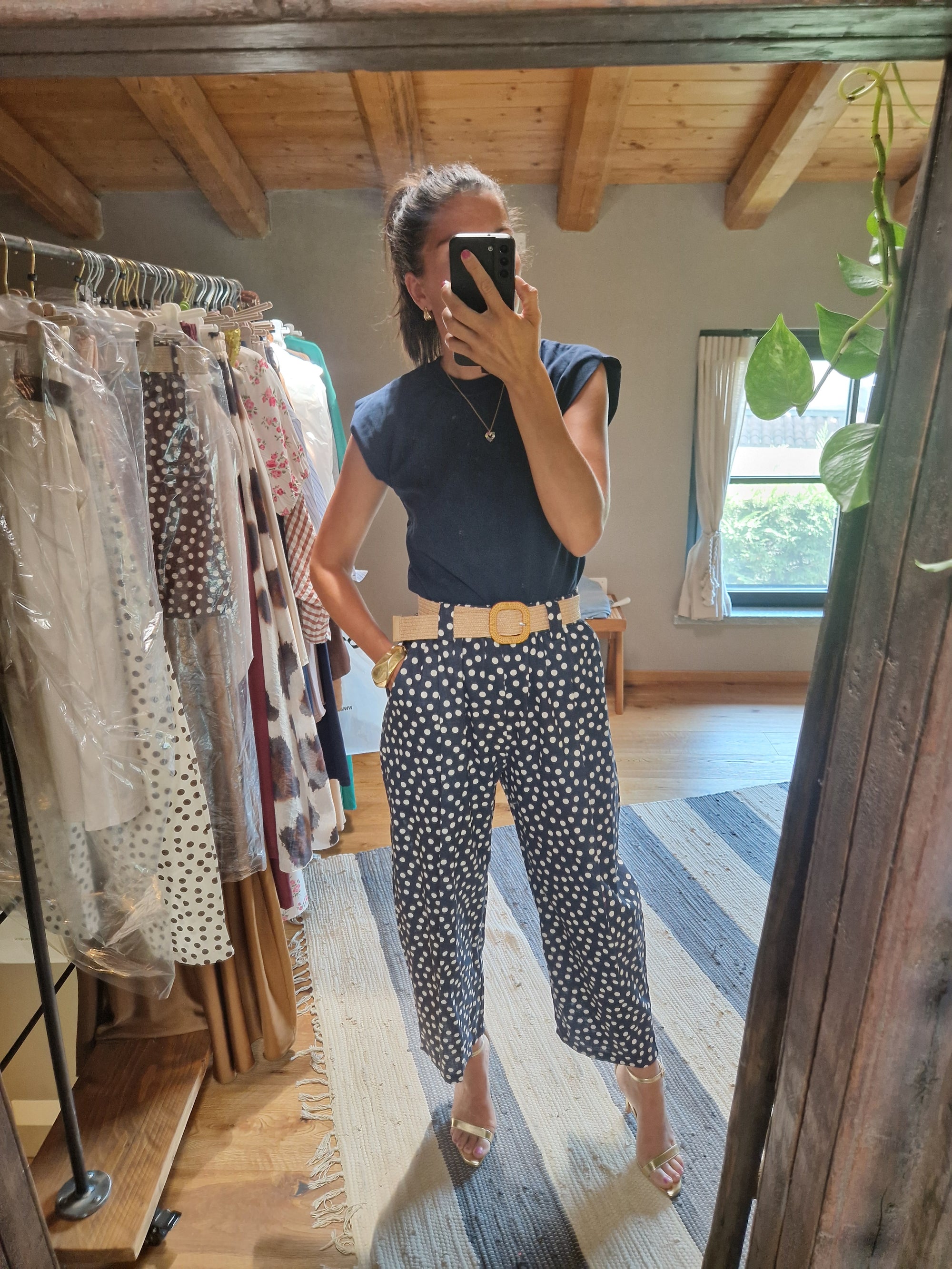 PANTALONI A POIS CON CINTURA