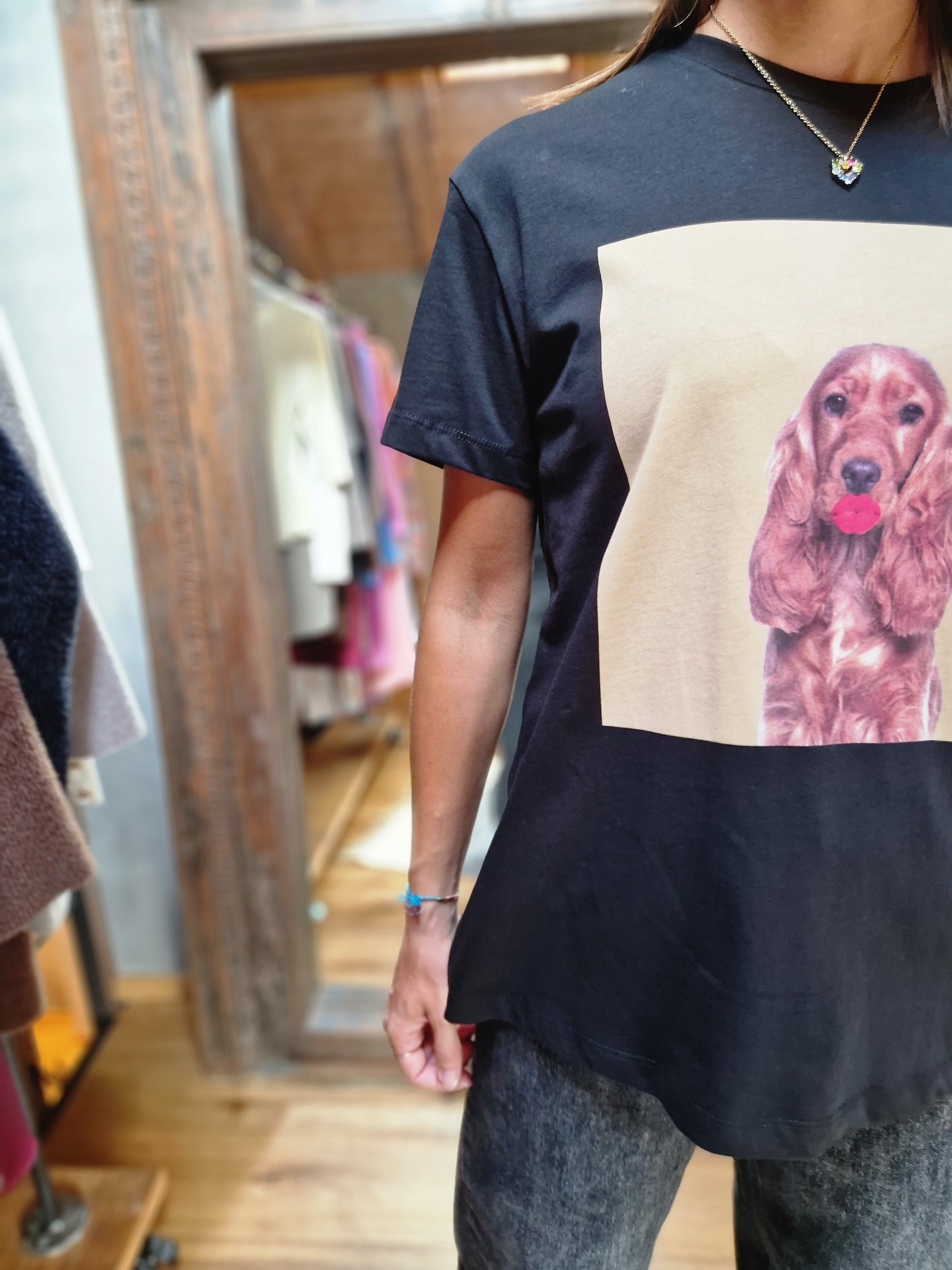 T-SHIRT STAMPA &quot;BACIO COCKER&quot;