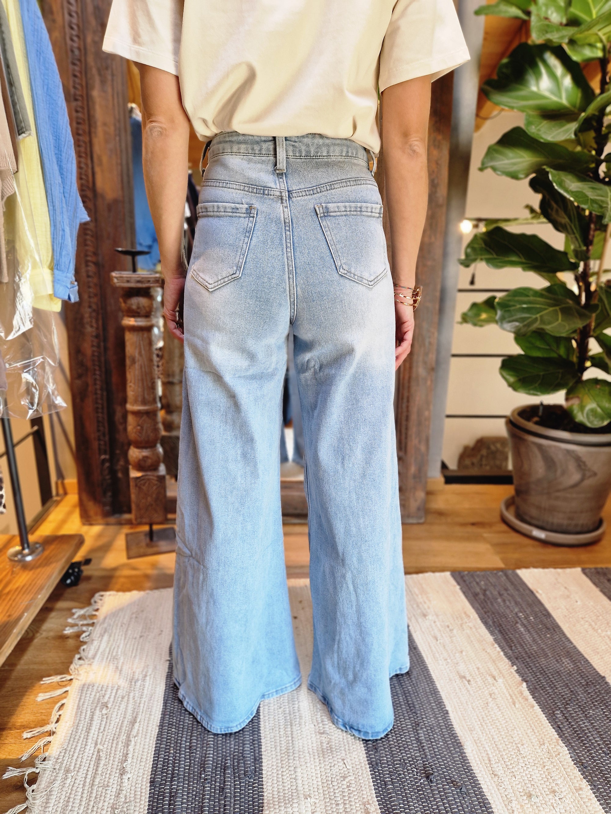 JEANS WIDE-LEG A VITA ALTA