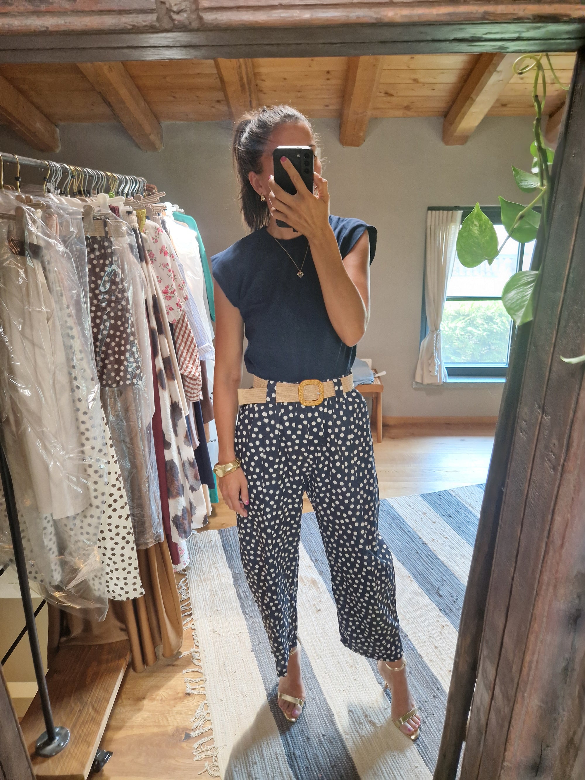 PANTALONI A POIS CON CINTURA