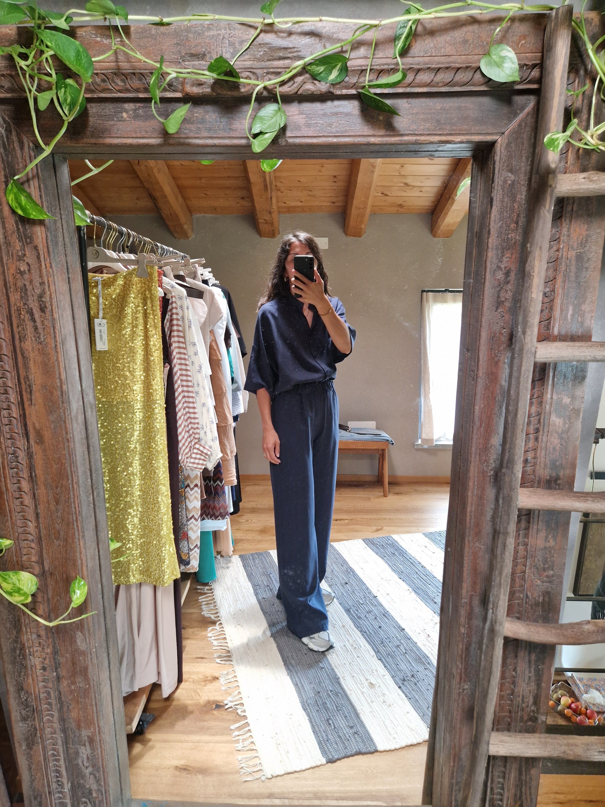 PANTALONI IN TENCEL CON ELASTICO IN VITA