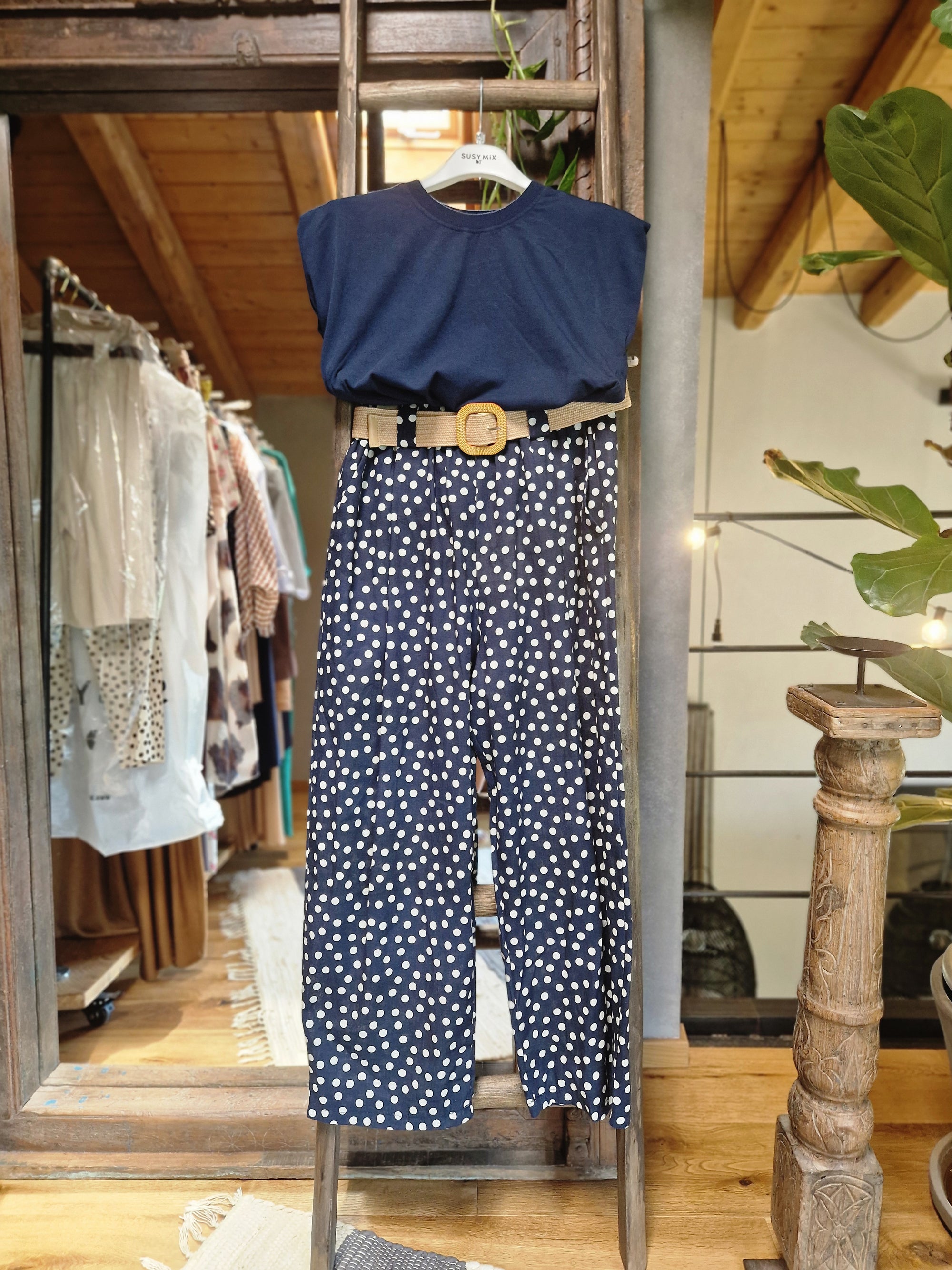PANTALONI A POIS CON CINTURA