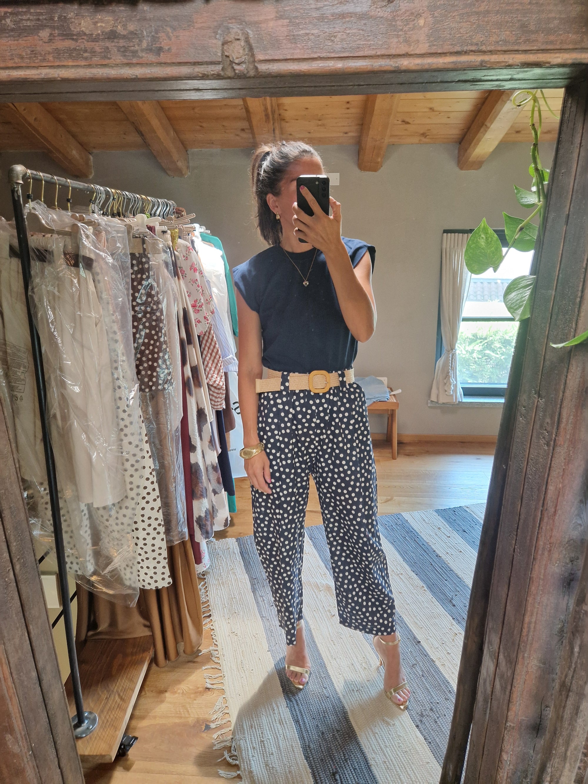PANTALONI A POIS CON CINTURA